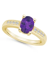 Macy's Amethyst and Diamond Ring (1- 1/5 ct.t.w 1/8 ct.t.w) 14K Yellow Gold