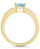 Macy's Aquamarine and Diamond Ring (1- 1/7 ct.t.w 1/8 ct.t.w) 14K Yellow Gold
