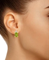 Macy's Peridot (3-3/8 ct. t.w.) and Diamond (1/5 ct. t.w.) Stud Earrings in 14K Yellow Gold