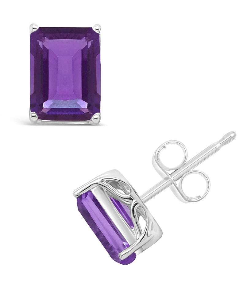Macy's Amethyst (3-1/5 ct. t.w.) Stud Earrings in 14K White Gold