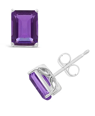 Macy's Amethyst (3-1/5 ct. t.w.) Stud Earrings in 14K White Gold