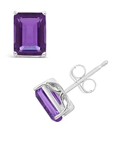 Macy's Amethyst (3-1/5 ct. t.w.) Stud Earrings in 14K White Gold