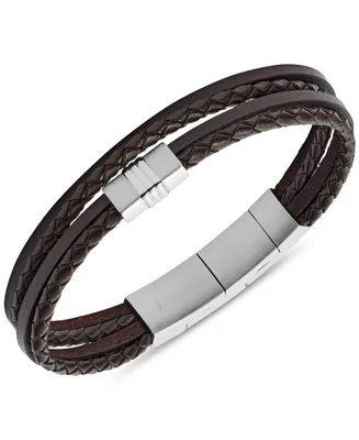 Fossil Men's Brown Multi-Strand Braided Leather Bracelet