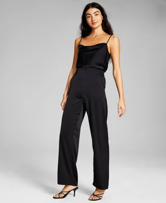 And Now This Women's Satin High-Rise Wide-Leg Pants
