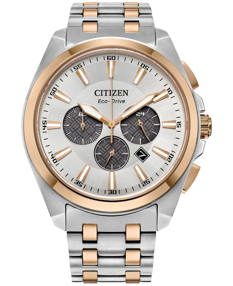 Citizen Eco-Drive Men's Chronograph Classic Two-Tone Stainless Steel Bracelet Watch 41mm - Silver