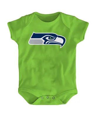 Newborn Boys and Girls Neon Green Seattle Seahawks Team Logo Bodysuit