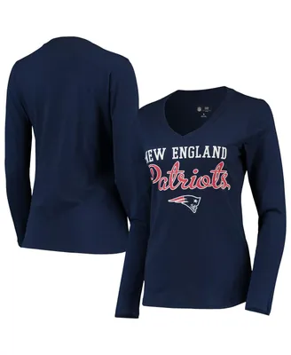 Women's G-iii 4Her by Carl Banks Navy New England Patriots Post Season Long Sleeve V-Neck T-shirt