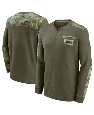 Men's Nike Olive Seattle Seahawks 2021 Salute To Service Henley Long Sleeve Thermal Top
