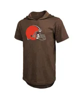 Men's Majestic Threads Nick Chubb Brown Cleveland Browns Player Name and Number Tri-Blend Hoodie T-shirt