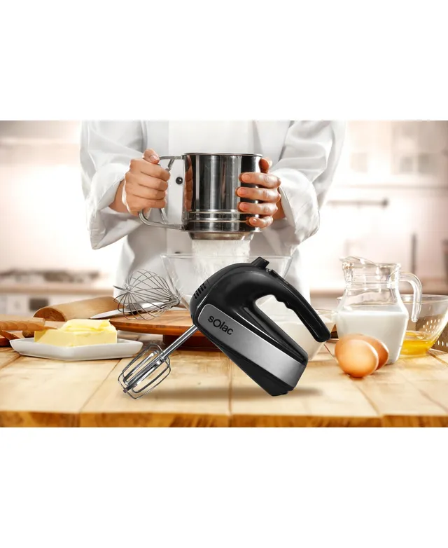 SOLAC 5-Speed Black Turbo Hand Mixer with Beaters and Dough Hooks S9210-A -  The Home Depot