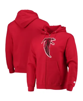 Men's Starter Red Atlanta Falcons Throwback Logo Full-Zip Hoodie