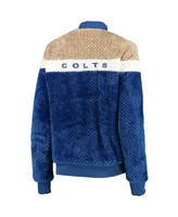 Women's G-iii 4Her by Carl Banks Royal, Cream Indianapolis Colts Riot Squad Sherpa Full-Snap Jacket