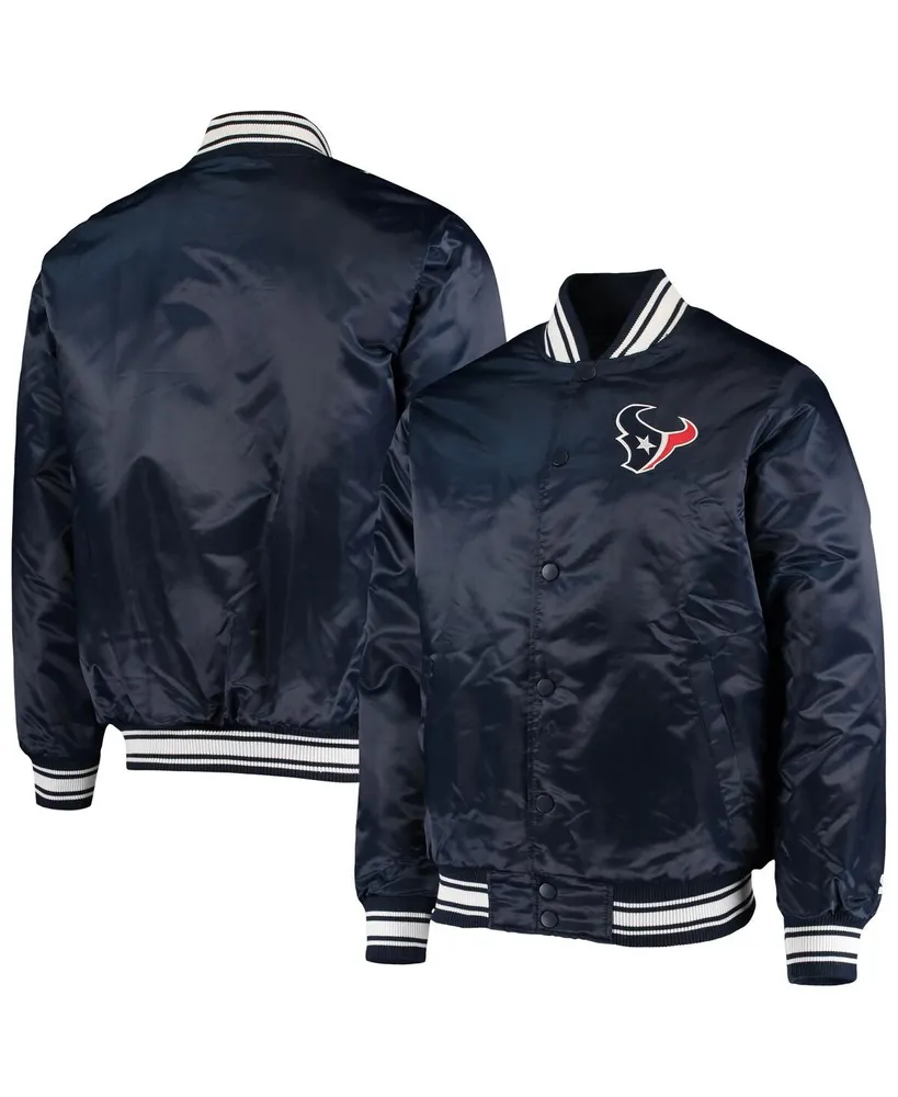 Men's Starter Navy Houston Texans Locker Room Satin Varsity Full-Snap Jacket