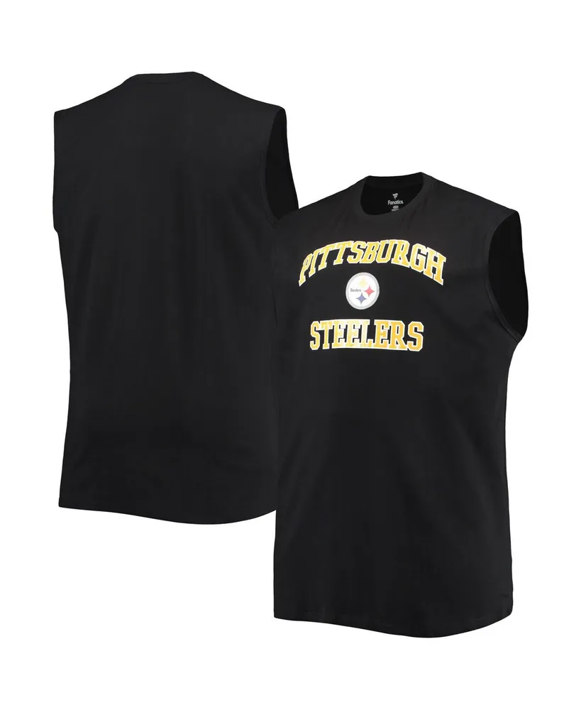 Men's Black Pittsburgh Steelers Big and Tall Muscle Tank Top