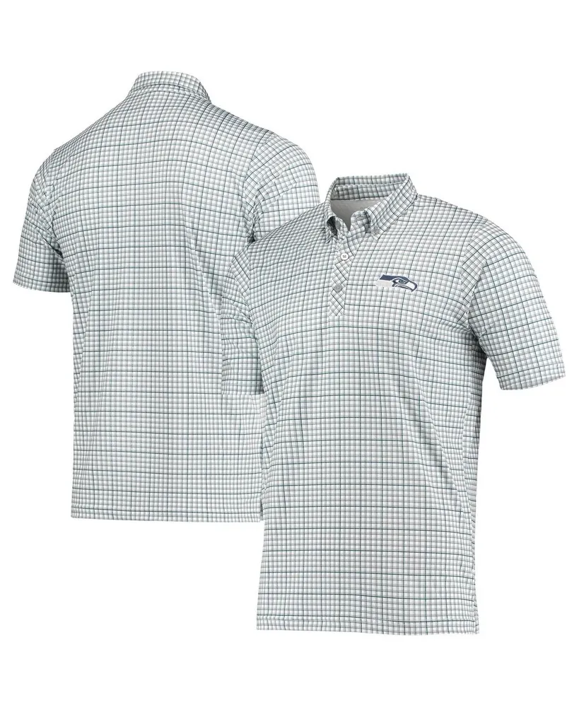 Men's Antigua Gray, Navy Seattle Seahawks Deliver Button-Down Polo Shirt