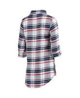 Women's Concepts Sport Navy, Red Houston Texans Accolade Flannel Long Sleeve Button-Up Nightshirt