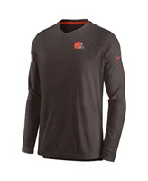 Men's Nike Brown Cleveland Browns 2022 Sideline Coach Chevron Lock Up Performance Long Sleeve V-Neck T-shirt