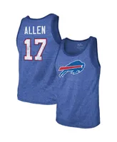 Men's Majestic Threads Josh Allen Royal Buffalo Bills Name & Number Tri-Blend Tank Top