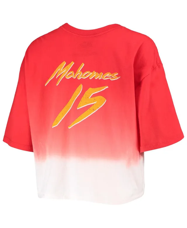 Women's Majestic Threads Tom Brady Red/White Tampa Bay Buccaneers Drip-Dye Player Name & Number Tri-Blend Crop T-Shirt