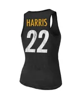 Women's Majestic Threads Najee Harris Black Pittsburgh Steelers Player Name and Number Tri-Blend Tank Top