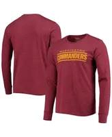 Men's Washington Commanders Majestic Threads Burgundy Wordmark Tri-Blend Long Sleeve T-shirt