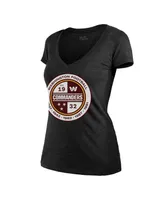 Women's Majestic Threads Heathered Black Washington Commanders Bling Tri-Blend V-Neck T-shirt