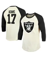 Men's Majestic Threads Davante Adams Cream, Black Las Vegas Raiders Player Name & Number Raglan 3/4-Sleeve T-shirt