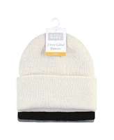Hudson Baby Unisex Knit Cuffed Beanie 3pk, Cream Black