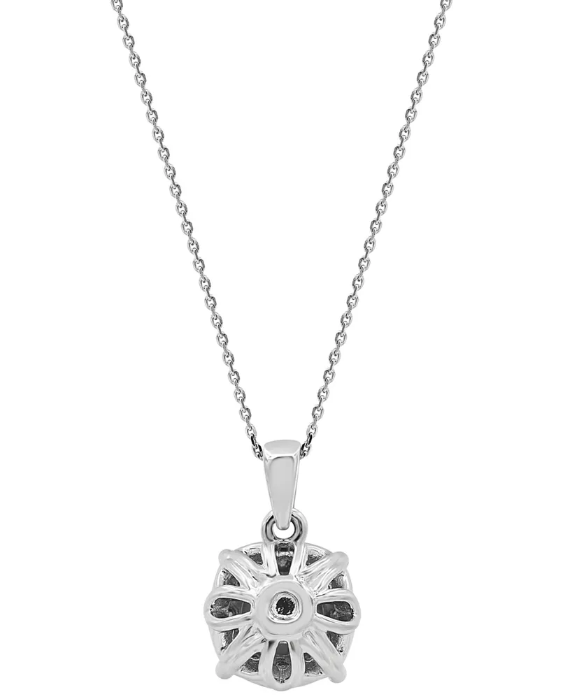 Diamond Radiant Halo 18" Pendant Necklace (1/4 ct. t.w.) in 10k White Gold