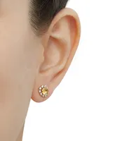 Citrine (3/4 ct. tw.) & Lab-Grown White Sapphire (5/8 ct. t.w.) Halo Stud Earrings in 14k Gold