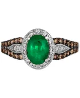 Le Vian Emerald (7/8 ct. t.w.) & Diamond (1/2 ct. t.w.) Halo Ring in 14k White Gold