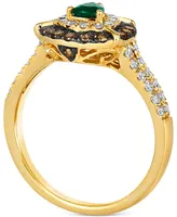 Le Vian Costa Smeralda Emeralds (1/5 ct. t.w.) & Diamond (3/4 ct. t.w.) Teardrop Halo Ring in 14k Gold