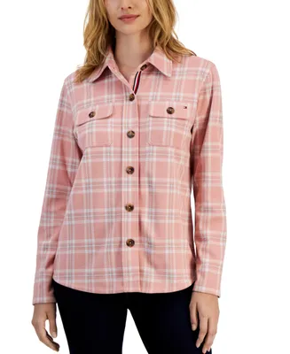 Tommy Hilfiger Women's Collared Plaid Shirt Jacket - Hillside