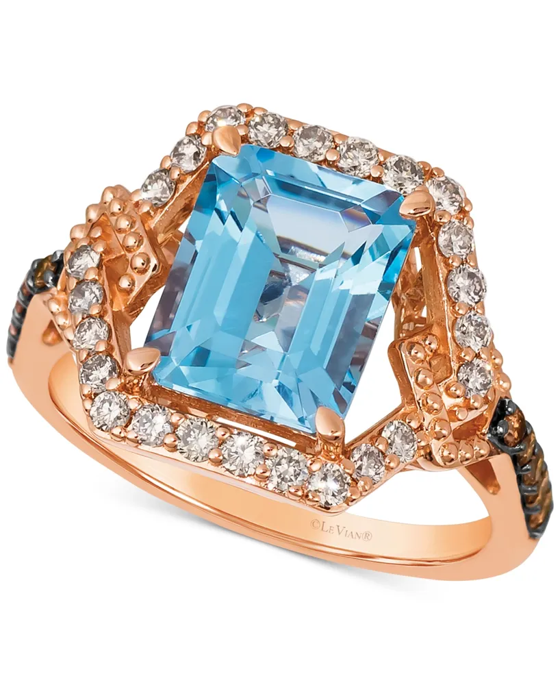 Le Vian Blue Topaz (3-1/2 ct. t.w.) & Diamond (5/8 ct. t.w.) Statement Ring in 14k Rose Gold