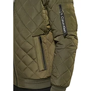 Calvin Klein Men's Quilted Baseball Jacket with Rib-Knit Trim
