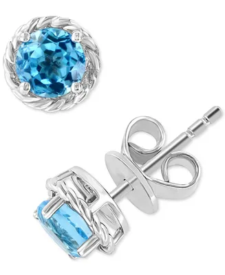 Effy Blue Topaz Rope-Framed Stud Earrings (1-1/3 ct. t.w.) in Sterling Silver