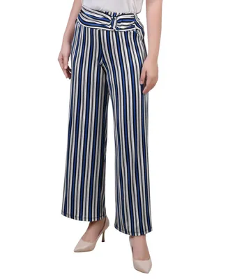 Ny Collection Petite Cropped Pull On Pants with Sash