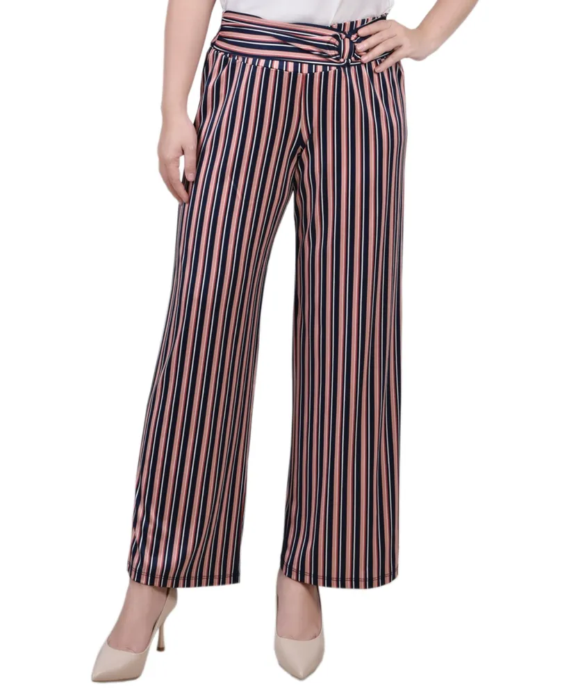 NY Collection Petite Mid Rise Pull On Wide-Leg Palazzo Pant, In