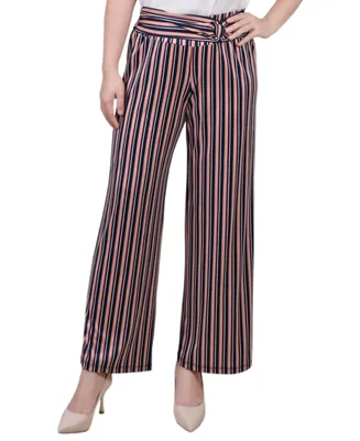 Ny Collection Petite Cropped Pull On Pants with Sash