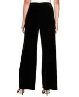 Alex Evenings Women's Velvet Flat-Front Pull-On Pants