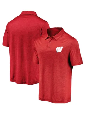 Men's Fanatics Red Wisconsin Badgers Primary Logo Striated Polo Shirt