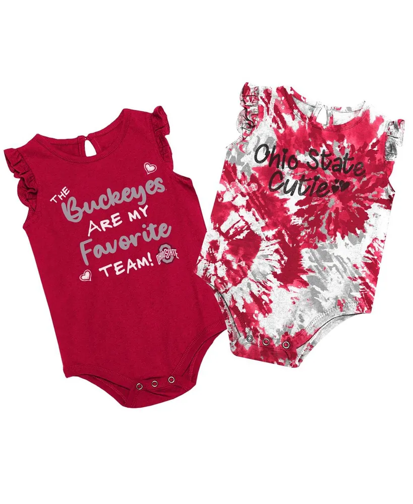 Girls Newborn and Infant Colosseum Scarlet Ohio State Buckeyes Two Bits Two-Pack Bodysuit Set