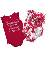 Girls Newborn and Infant Colosseum Scarlet Ohio State Buckeyes Two Bits Two-Pack Bodysuit Set