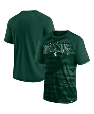 Men's Fanatics Green Michigan State Spartans Arch Outline Raglan T-shirt