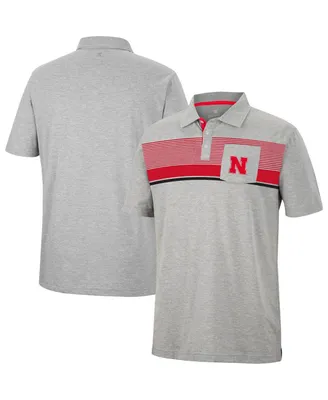 Men's Colosseum Heathered Gray Nebraska Huskers Golfer Pocket Polo Shirt
