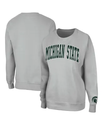 Women's Colosseum Gray Michigan State Spartans Campanile Pullover Sweatshirt