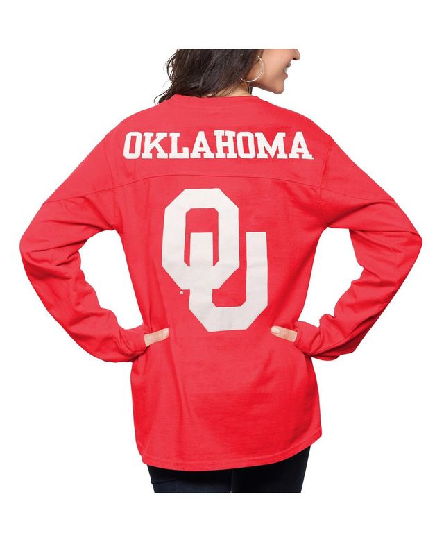 Women's Pressbox Crimson Oklahoma Sooners The Big Shirt Oversized Long Sleeve T-shirt