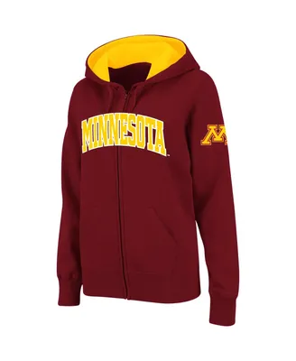 Women's Colosseum Maroon Minnesota Golden Gophers Arched Name Full-Zip Hoodie