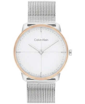 Calvin Klein Unisex Silver-Tone Stainless Steel Mesh Bracelet Watch 35mm
