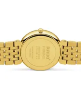 Rado Unisex Swiss Florence Classic Diamond Accent Gold Tone Stainless Steel Bracelet Watch 38mm